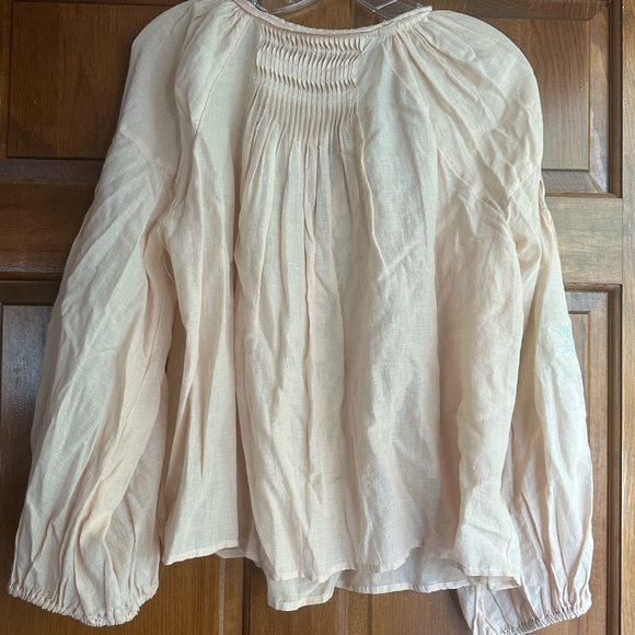 Free People peach blouse with embroidery and lace XS $128 - Picture 3 of 6